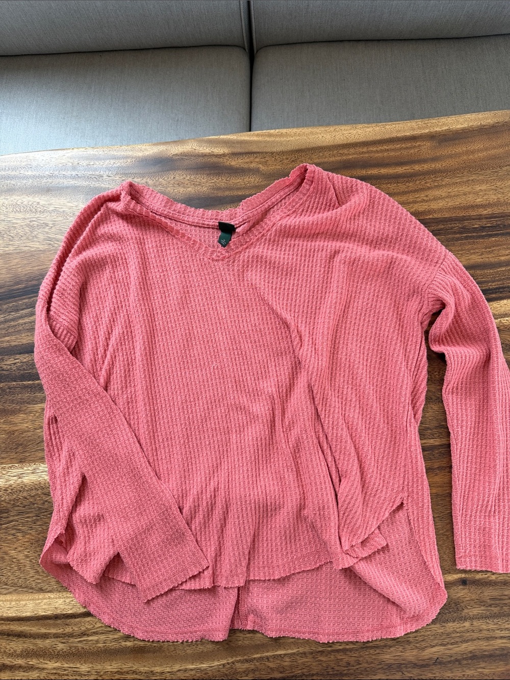 Wild Fable Women's Coral Waffle Knit Long-Sleeve Top